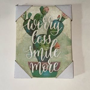“Worry Less, Smile More” Decorative Canvas